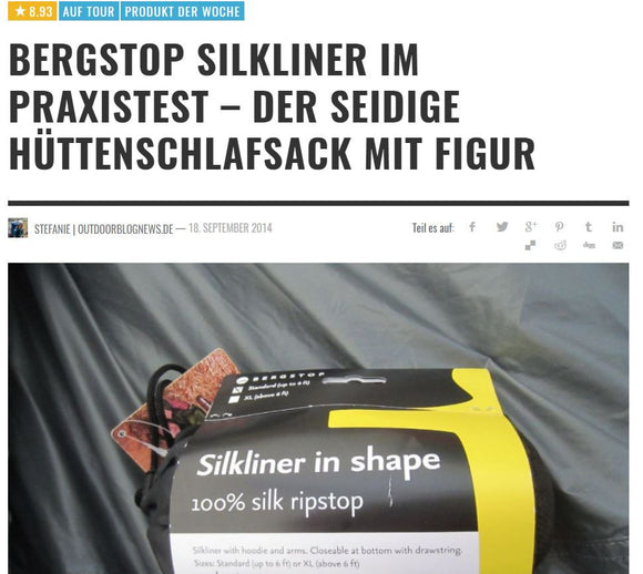 Bergstop Hüttenschlafsack auf Outdoorblognews getestet